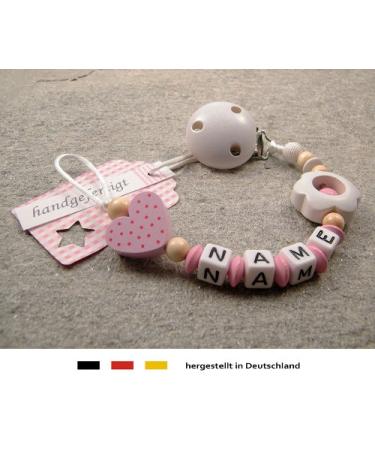 Personalized Pacifier Holder for Girls | Custom Baby Gift for Birth & Baptism | Pink Flower & Heart Name Necklace - Buy Online on GoSupps.com