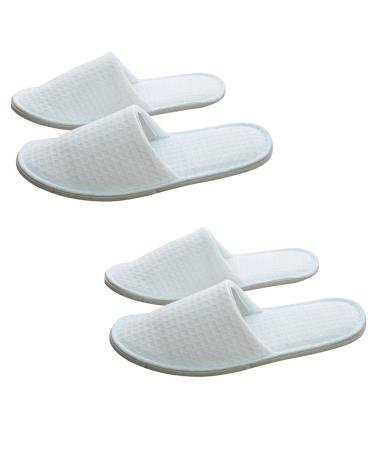 QUUPY 2 Pairs Closed Slippers Spa for Party Hotel 6/9 UK White