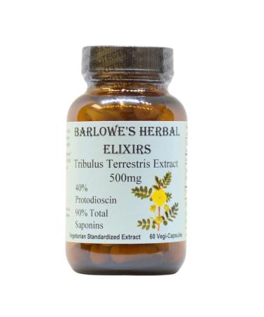 Barlowe's Herbal Elixirs Tribulus Terrestris Extract | 40% Protodioscin & 90% Total Saponins | 500mg Per Capsule | 60 Veggie Capsules | Glass Bottle