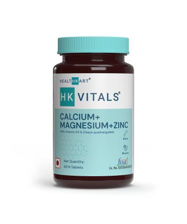 Health K Calcium Magnesium & Zinc Tablets with Vimin D3 Calcium Supplement for Women and Men for Bone Health & Joint Support 60 Calcium Tablets