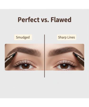 4 Fork Tips Microblading Eyebrow Pen Waterproof Eyebrow Pencil Effortlessly Creates Natural-Looking Brows Microblading Effect (Dark Brown) - Buy Online on GoSupps.com