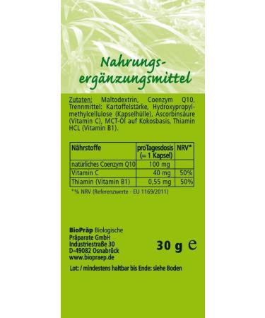 Buy 3x Bieprep Coenzyme Q10 100 Plus Capsules - Vegan Cellulose Made in Germany - Savings Set of 180 Capsules - Buy Online on GoSupps.com