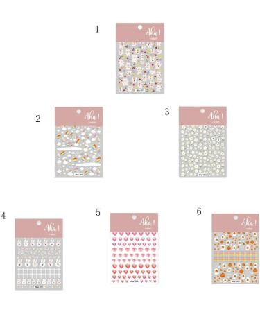 6 Sheets Multiple Painting Bear Painting Bear Summer Nail stickers 3D Sticker Nail Art Cartoon - Buy Online on GoSupps.com