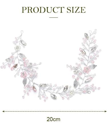 Unicra Bride Wedding Hair Vine Pink Rhinestone Flower Hair Accessories Silver Crystal Bridal Headband Headpiece for Women and Girls - Buy Online on GoSupps.com