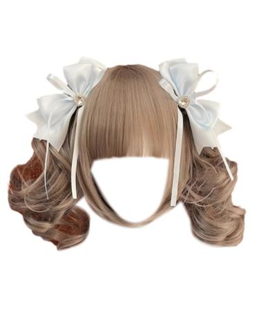 PLCPDM Lovely Hairpin with Heart Ribbon Bowknot 3D Hair Clip Cosplay Hairstyle for Everyday Wear Parties Weddings