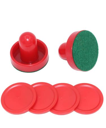 ccHuDE 2 Pcs Red Air Hockey Pushers and Air Hockey Pucks Great Goal Handles Paddles Replacement Accessories for Game Tables