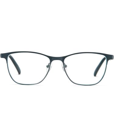 MMOWW Men's Rectangular Reading Glasses | Light Blue Metal Frame | Spring Hinges | Blue Light-Blocking | 1.5x Magnification - Buy Online on GoSupps.com