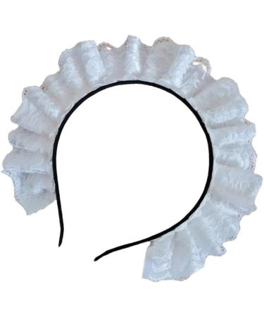 hgnxa Cosplay Maid Hair Hoop Women Elegant Pleated Lace Makeup Headbands for Girl Stage Halloween Performances Headpieces Cotton embroidery - Buy Online on GoSupps.com