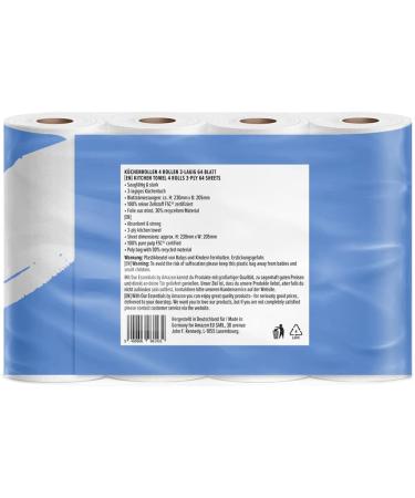 Buy Amazon Kitchen Rolls 3-Ply - White 64 Sheets 4 Rolls | Best Quality Paper Towels | Fast International Shipping - Buy Online on GoSupps.com