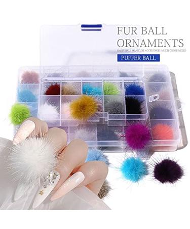 Yzzseven 24PCS Cute Magnetic Nail Poms Mink Fleece 3D Fluffy Ball Set with 12 Colors - Soft Plush DIY Nail Art Decorations - Buy Online on GoSupps.com