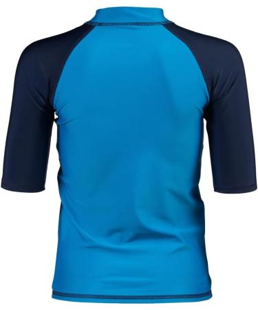 Arena Boy's Unisex Jr Rash Vest S/S - Turquoise-Navy Graphic Rash Guard Shirt for Swim & Surf - Buy Online on GoSupps.com