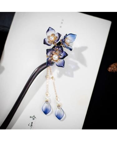 Chinese Flower Hair Chopstick with Tassel | Wooden Hair Stick & Pin Set - Buy Online on GoSupps.com