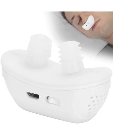 Electric Anti Snoring Device USB Silicone Anti Snoring Nose Clip Snoring Solution Sleeping Breath Aids Nasal Dilator Nose Vents Plugs (White)