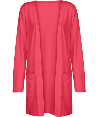 Elegant Women's Long Sleeve Rope Cardigan - Watermelon Red Knitting Coat | Casual Open Sweater & Jacket - Perfect Winter Outwear - Buy Online on GoSupps.com