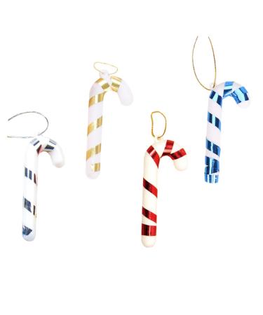 ABOOFAN 4pcs Christmas Candy Cane Ornament Candy Canes Toy Candy Walking Sticks Crutches Christmas Tree Colorful 7x2.5cm