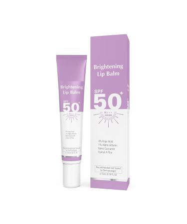Brightening Lip Balm With SPF 50 PA+++ for Pigmented & Dry Lips | 4% Kojic Acid 2% Alpha Arbutin | Moisturizes Hydrates & Brightens Pigmented Lips | For Unisex - 15Ml Purple
