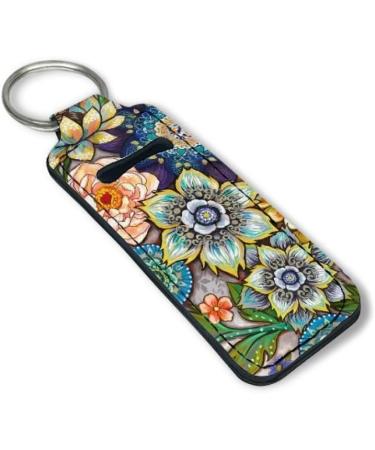 SCRAWLGOD Lip Balm Keyring for Women Girls Clip on Elastic Chapstick Sleeves Bohemian style flower - Buy Online on GoSupps.com