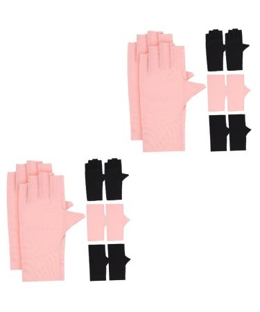 Healeved 8 Pairs Nail Gloves Fingerless Gloves Uv Anti Fingerless Gloves Uv Rays Gloves Uv Gloves for Gel Nail Lamp Black Fingerless Gloves Women Gloves for Nails Anti Gloves Manicure Nylon