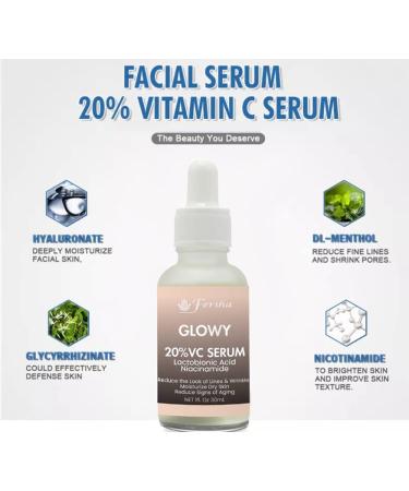 Glowy 20% Vitamin C Serum with Niacinamide & Hyaluronic Acid | Brighten & Hydrate Skin - International Shipping - Buy Online on GoSupps.com