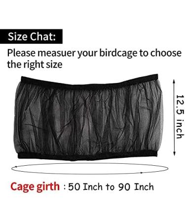 Universal Bird Cage Seed Catcher Guard Net Cover - 50-90 Inch Black Nylon Mesh Skirt for Round/Square Cages | Parrot Seed Catcher Net - Soft & Stretchy - Buy Online on GoSupps.com