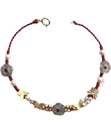 Oralgo Handmade Chinese Style Bracelet - Elegant Flower Butterfly and Pearl Woven Design for Women - Happiness Charm - Buy Online on GoSupps.com