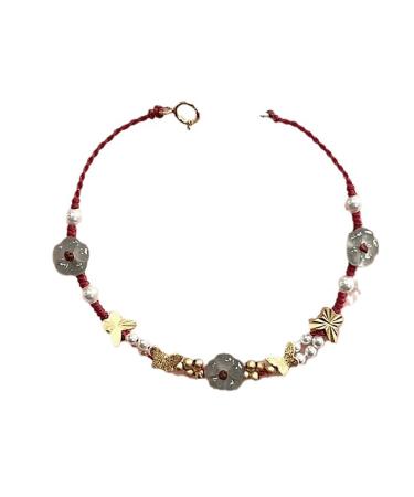 Oralgo's handhcain bracelet in Chinese style simple flower butterfly pearls woven bracelet handmade happiness for women