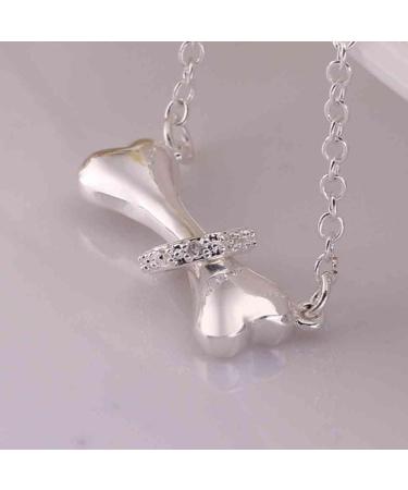 IzuBizu London Women's 925 Sterling Silver Dog Bone Crystal Necklace - Perfect Gift for Pet Lovers on Birthday, Anniversary, Mother's Day - Buy Online on GoSupps.com
