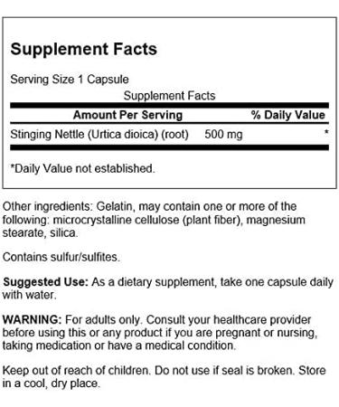 Stinging Nettle Root 500 mg Capsules - Natural Support for Prostate Health - 100 Count - Buy Online on GoSupps.com
