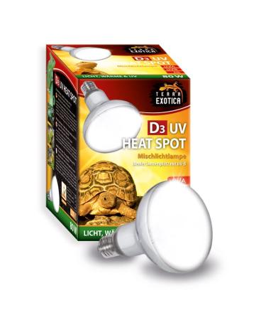 Terra Exotica D3 UV Heat Spot 80 Watt - in 80 100 and 125 watts available - UVB UVB Hermal lamp for reptiles sunlight simulated promotion of D3 synthesis (80 watts)