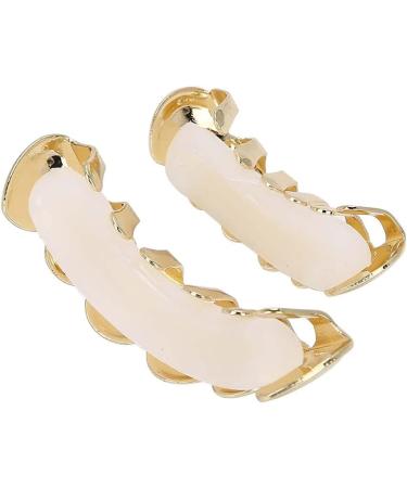 Herchr Funny Halloween Teeth - Shiny Brass Prosthesis for Parties | Unique Gold Decoration & Gift - Buy Online on GoSupps.com
