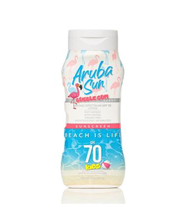 Kids SPF 70 Sunscreen Lotion with Bubble Gum scent | Aruba Reef Act Compliant no 67 Octinoxate & Oxybenzone Free | Water-Resistant Non-Greasy Broad Spectrum UVA/UVB Sunscreen 8 oz SPF 70 Kids