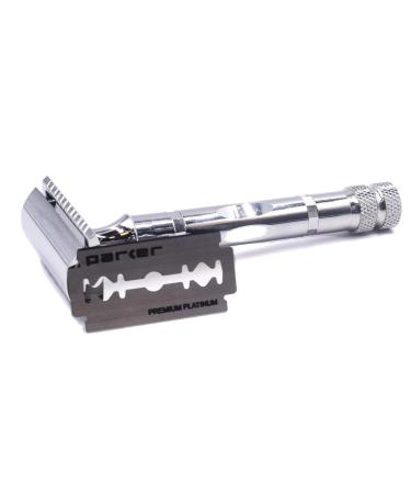 Buy Parker 89R 3-Piece Safety Razor - Chrome-Plated Brass Handle & 5 Premium Double Edge Blades | International Shipping Available - Buy Online on GoSupps.com