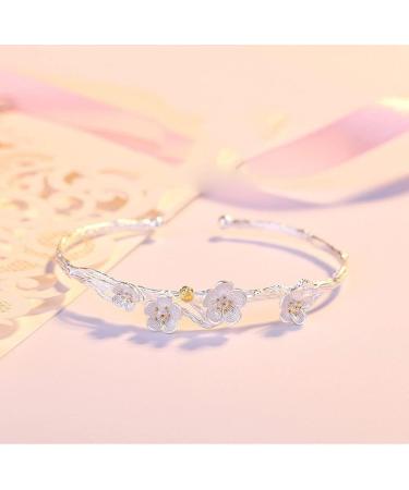 WIPPWER Silver Bracelet Sterling Silver Chain Bracelet Women Silver Bracelet Adjustable Cuff Bangle Hand Carve Flower Bracelets Ladies Jewellery Birthday Gifts for Sisters F - Buy Online on GoSupps.com