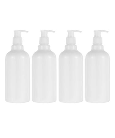 TOPBATHY 4 PCS 500ml Refillable Pump Bottles Essential Oil Dispenser Liquid Makeup Bottles (White Bottle and White Pump)