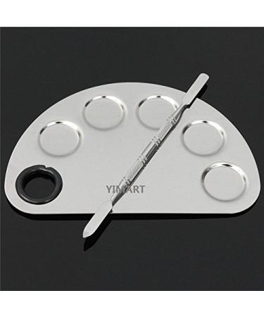 Yimart Stainless Steel Makeup Palette with 5 Mixing Holes and Spatula - Buy Online on GoSupps.com