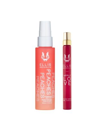 Ellis Brooklyn APPLE LOVE Eau De Parfum for Women & PEACHES Hair and Body Mist - Long Lasting Clean Perfume for Women and Body and Hair Perfume