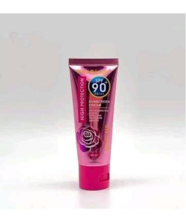 High Protection Whitening Sunscreen Cream with SPF 90 PA+++ Pink Rose Design Refreshing Sun Block 60ml