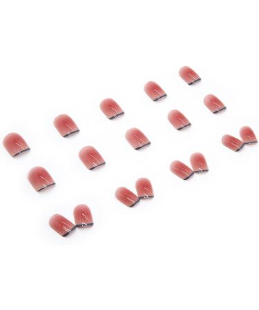 Square Short French Tip Press on Nails Nude Glossy - 24Pcs with Glue Sticker | Trendy Pink Gradient Fake Nails for Women and Girls - Buy Online on GoSupps.com