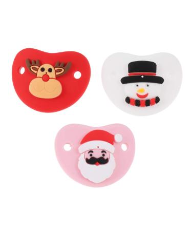 Nuobesty 3 piece Silikon Baby Schnuller Santa Claus Schnannemann reindeer Schnuller Schnuller Schnuller Christmas elements bite ring for newborn toddler