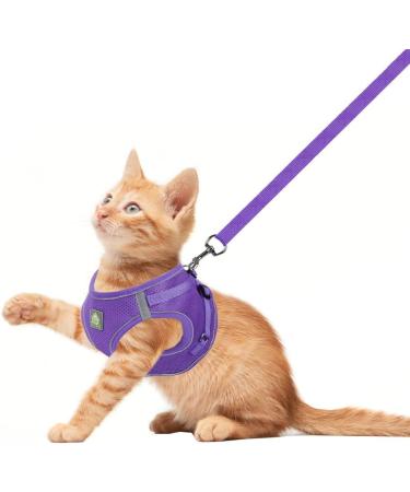 Femax Soft Mesh Dog Harness & Leash for Small Medium Dogs & Cats - Adjustable No Pull Vest Reflective Breakable Purple (Chest 41-46cm) - Buy Online on GoSupps.com