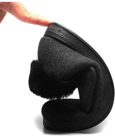 ZHENSI Women's Adjustable Slippers Extra Wide Swollen Feet Diabetic Shoes Memory Foam Non-Slip Elderly Black - Buy Online on GoSupps.com