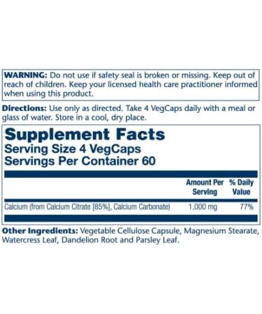 SOLARAY Calcium Citrate 1000mg | Bone Strength & Healthy Teeth | Dietary Supplement | Vegan Lab Verified | 240 Vegetarian Capsules - Buy Online on GoSupps.com
