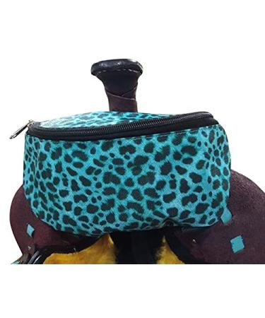 Showman Teal Cheetah Print Insulated Nylon Saddle Pouch