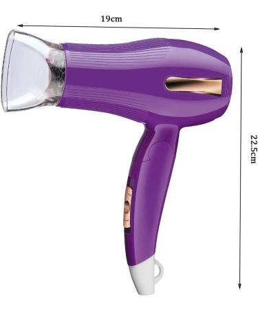 Powerful Hairdryer Travel Hair Dryer Foldable Lightweight Blow Dryer Fast Drying Hair Dryer 1000W with 3 Temperatures DC Motor Overheating Protection Function for Travel and Family Purple Small Gift - Buy Online on GoSupps.com