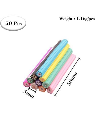 50 Pcs Flower Nail Art Fimo Canes Sticks - Soft Clay Polymer Slices for Nails - Nail Art Decoration Stickers - Buy Online on GoSupps.com