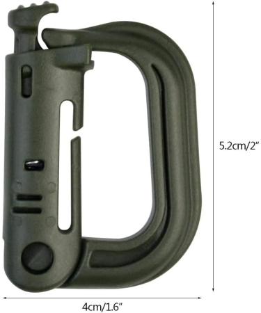 HOUSON 12-Piece Carabiner Set | Durable Molle D-Shape Plastic Snap Hooks - Green | Ideal Outdoor Accessories for Camping Hiking & More - Buy Online on GoSupps.com