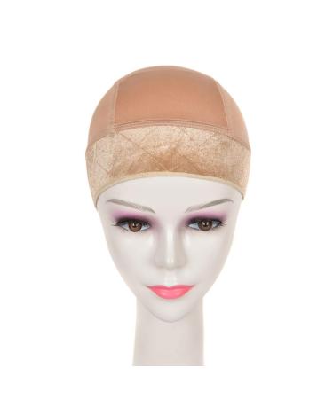 Lenaqueen Wig Grip Cap 2-in-1 Adjustable Comfortable Velvet Wigs Cap for Lace Frontals and Wigs,Silk ice Wig Cap (Light Brown)