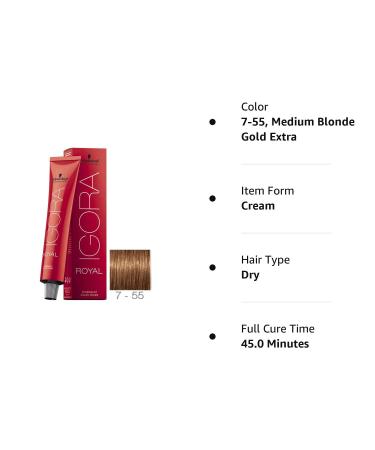 Scharzkopf Igora Royal Hair Color 7-55 Medium Blonde Gold Extra 60g - 2.1oz (Pack of 1) - Buy Online on GoSupps.com