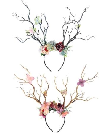 Chronstyle Christmas Elk Antlers Headband - Cute Floral Hair Hoop for Women & Girls | Perfect for Carnival Parties - Buy Online on GoSupps.com