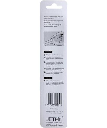 Jetpik Stainless Steel Tongue Cleaner - Blue | Tongue Scraper & Brush for Fresh Breath & Plaque Removal - Buy Online on GoSupps.com